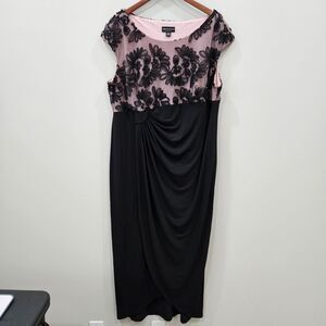 Connected Apparel Womens Midi Dress Plus 18W Black Pink Dark Romantic Whimsygoth